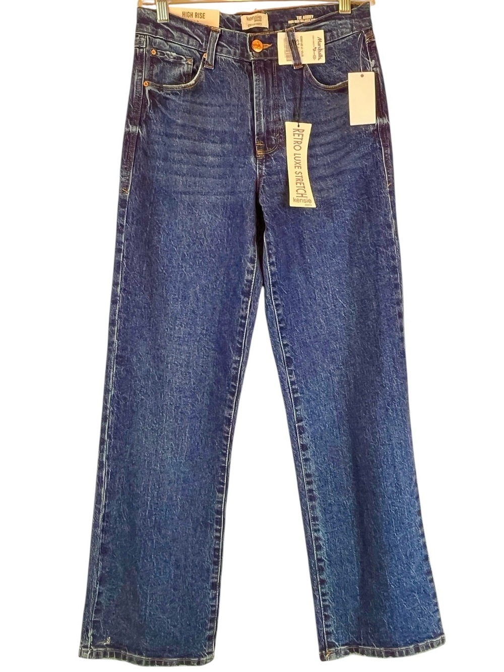 Kensie High Rise Straight Jeans Mid to Dark Wash The Aubrey Sz 26 / 2 NWT